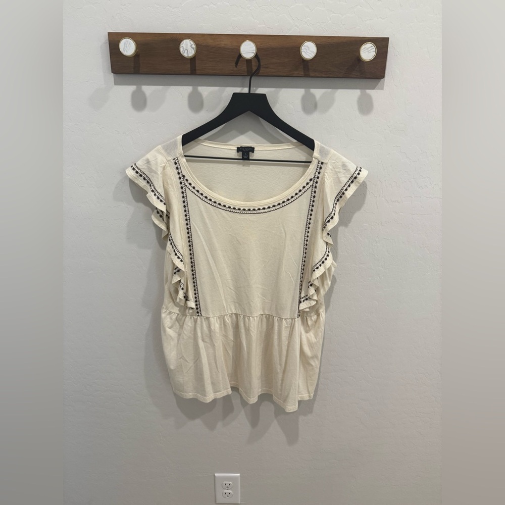 Ann Taylor Ivory Blouse with Dark Accents